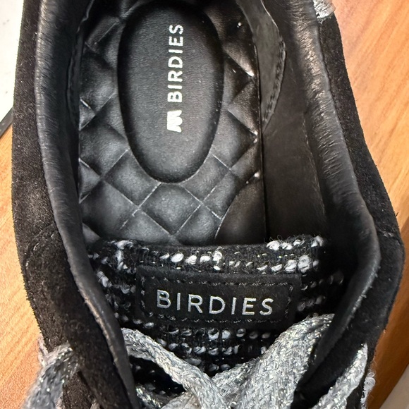 Birdies NWOT Black Tweed & Suede Sneakers Silver Trim Size 7.5 - Picture 9 of 9